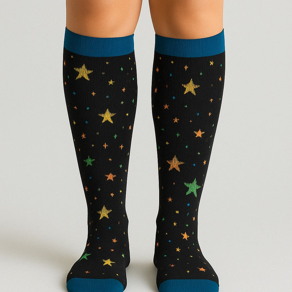 Stars Black/Blue Compression Socks