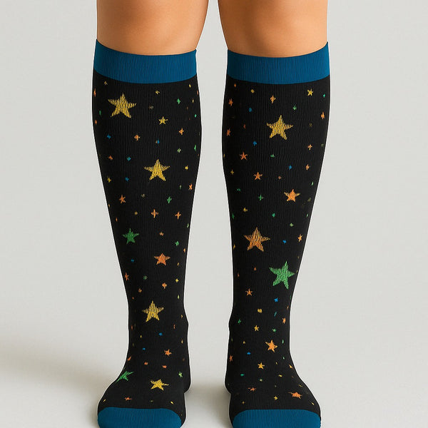 Stars Black/Blue Compression Socks