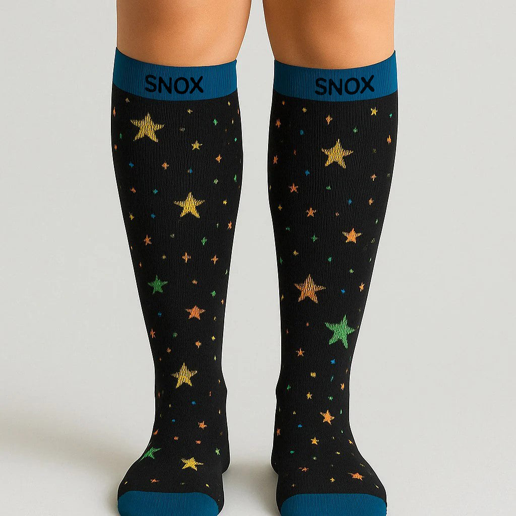 Stars Black/Blue Compression Socks