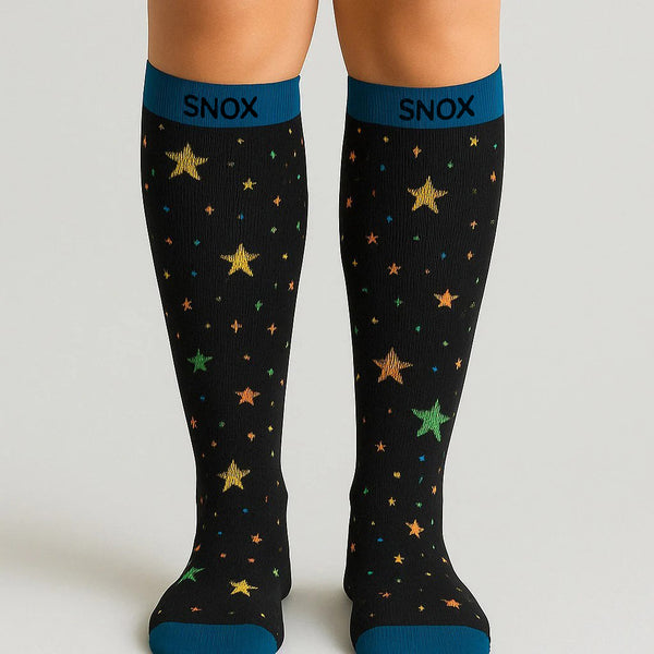 Stars Black/Blue Compression Socks