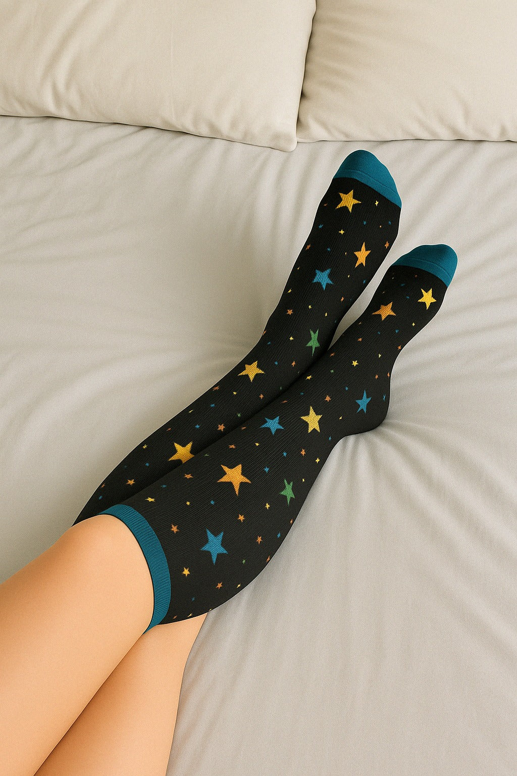 Stars Black/Blue Compression Socks