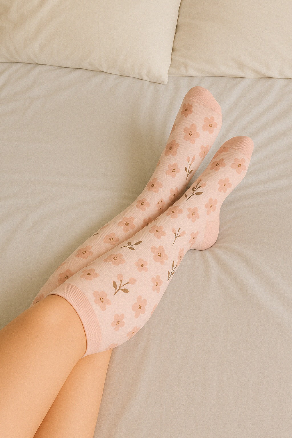 Flowers Pink Compression Socks