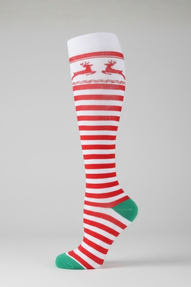 Reindeer Holiday Red Compression Socks