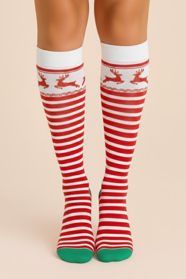 Reindeer Holiday Red Compression Socks