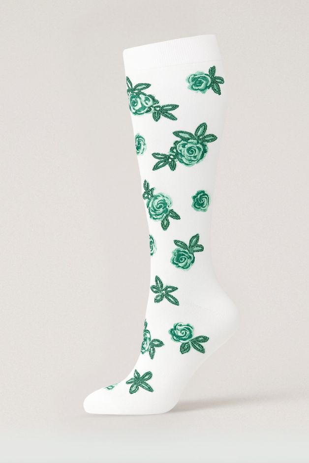 Roses Green Compression Socks