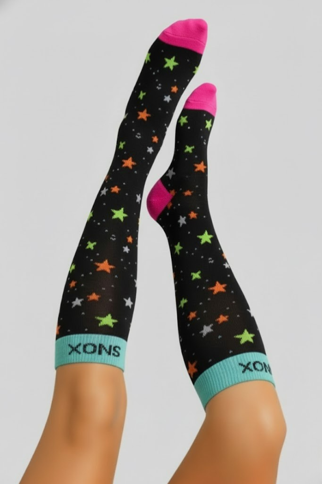 Stars Black/Blue Compression Socks