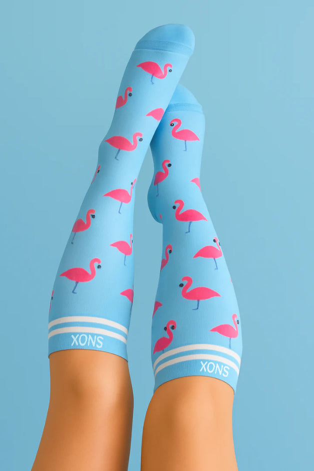 Chaussettes de compression bleu flamant rose