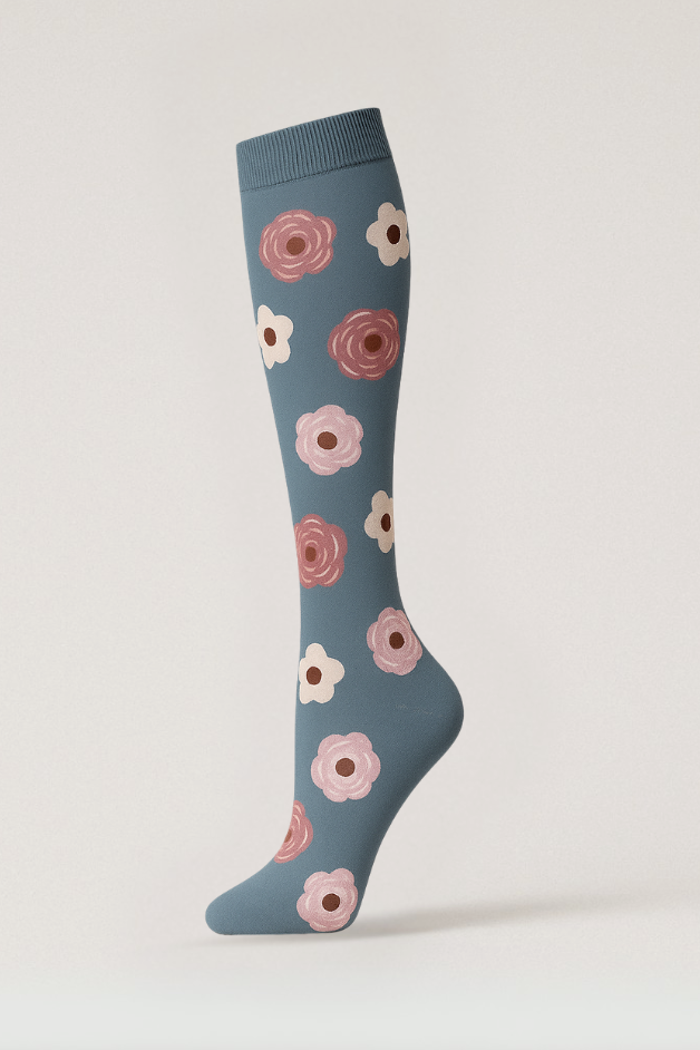 Flowers Grey Compression Socks