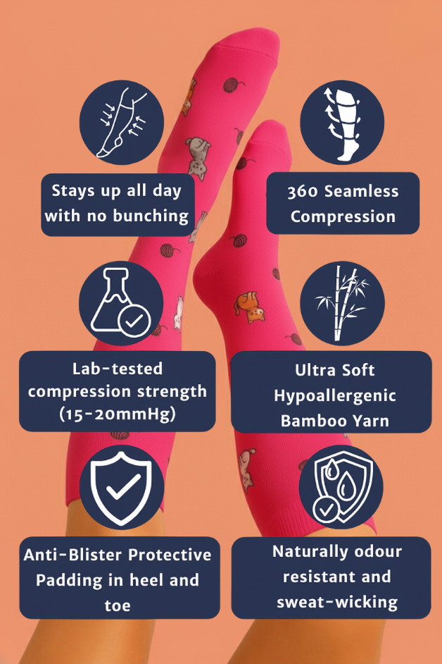 Kittens Pink Compression Socks