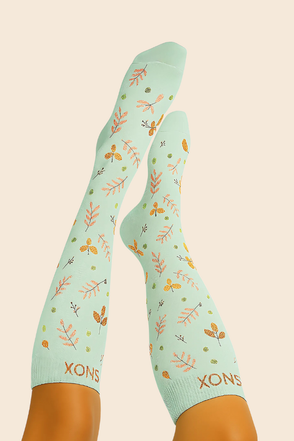 Leaves Mint Compression Socks