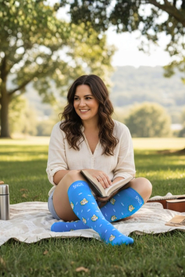 Puppies Blue Compression Socks